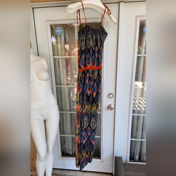 Desigual Green Aztec Print Sleeveless‎ Wide Leg Jumpsuit - Picture 5 of 11